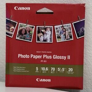 Canon Inkjet Photo Paper Plus Glossy II PP-301 5" x 5" 20 Sheets